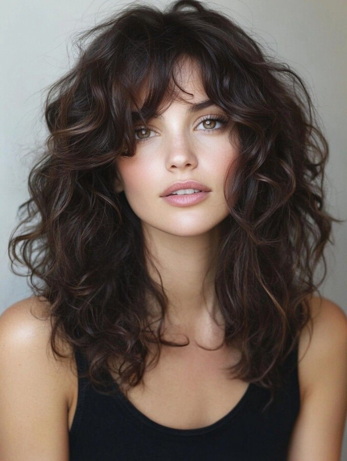 Coupe longue cheveux bouclés