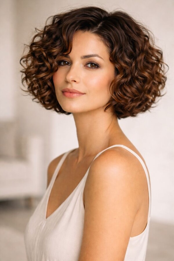 Layered curly hair