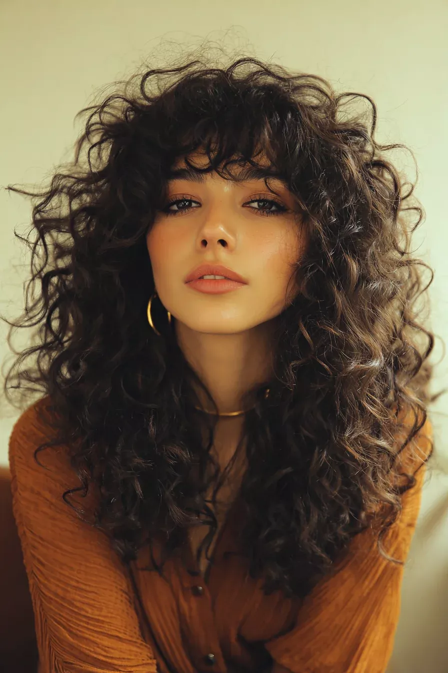 Coupe longue cheveux bouclés