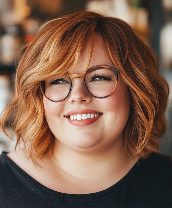 Visage rond cheveux mi-longs