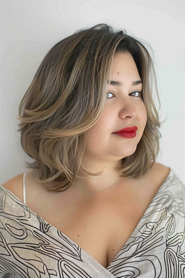 Visage rond cheveux mi-longs