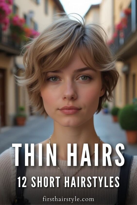 Coupe courte chic cheveux fins