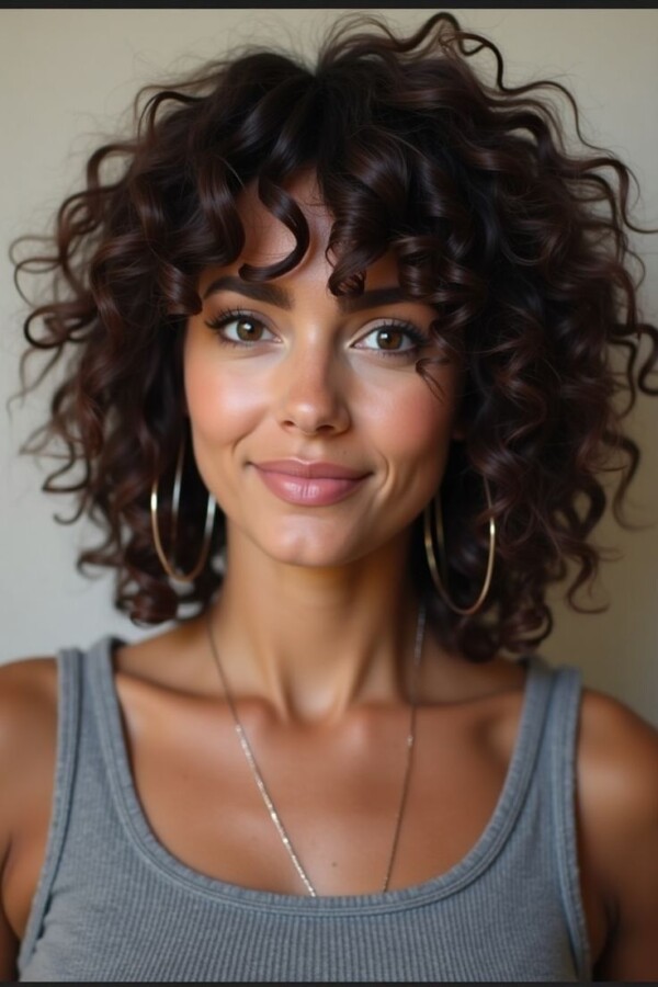 Coupe mi-longue bouclée tendance