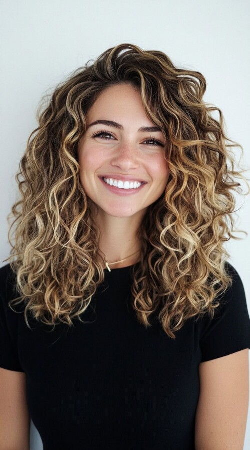 Coupe mi-longue bouclée tendance