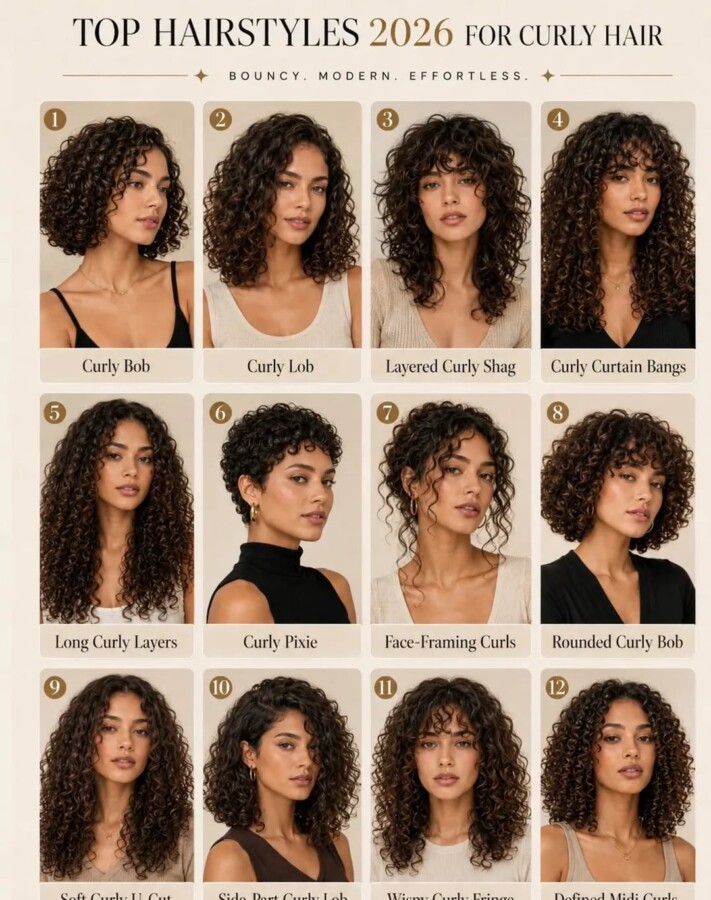 Coiffure dégradée bouclée actuelle