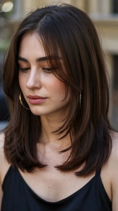 Fluidité cheveux mi longs