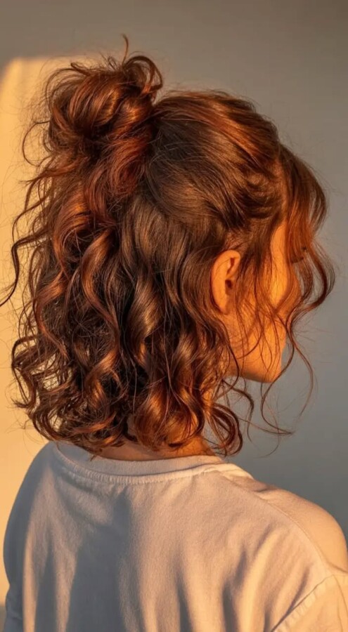 Coiffure courte bouclée moderne