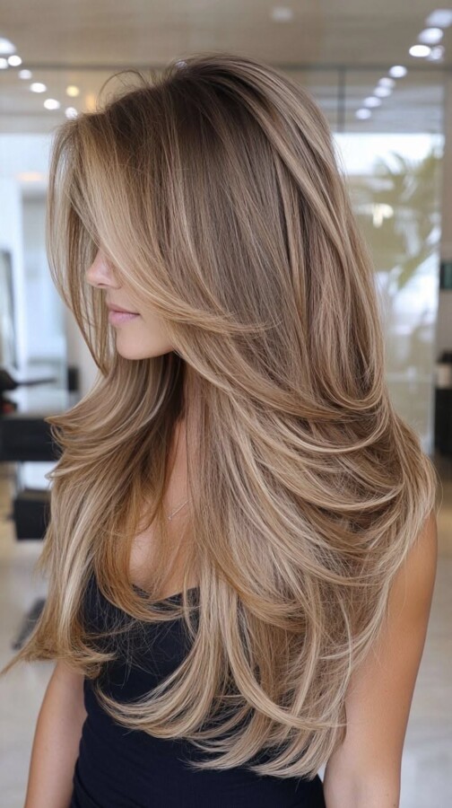 Coupe cheveux long moderne