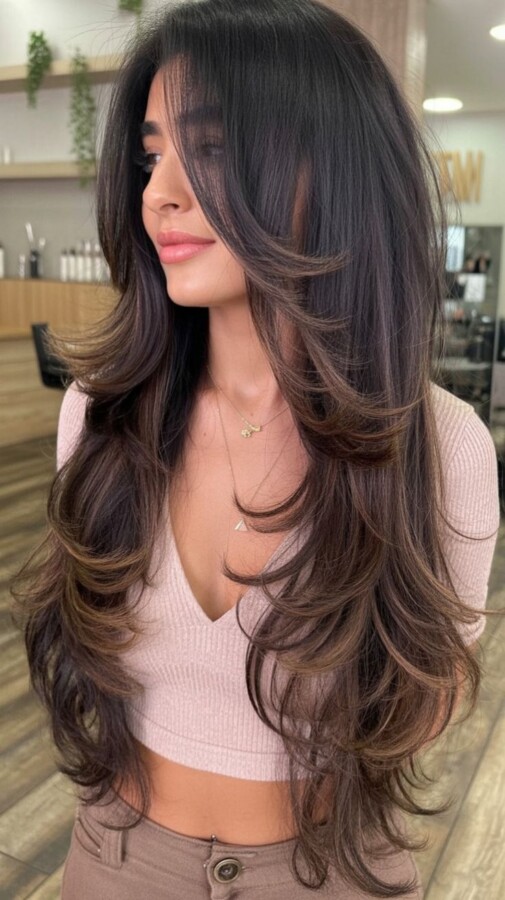 coiffure dégradée longue tendance