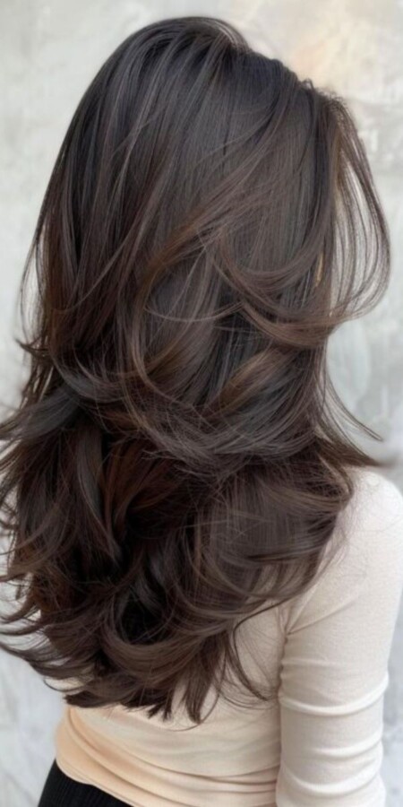 volume cheveux dégradés longs