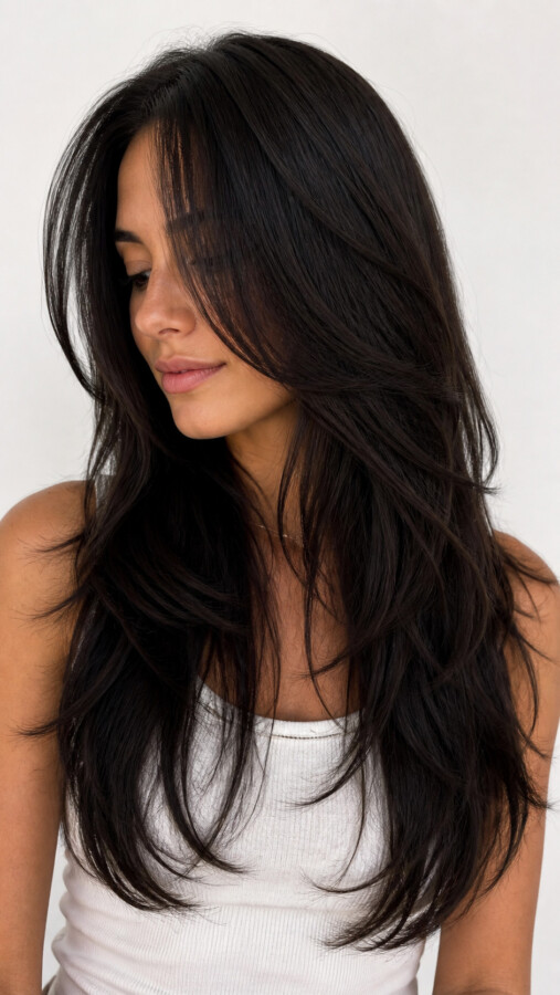coiffure dégradée longue tendance