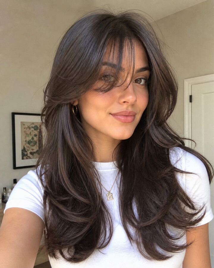 Cheveux longs effilés tendance