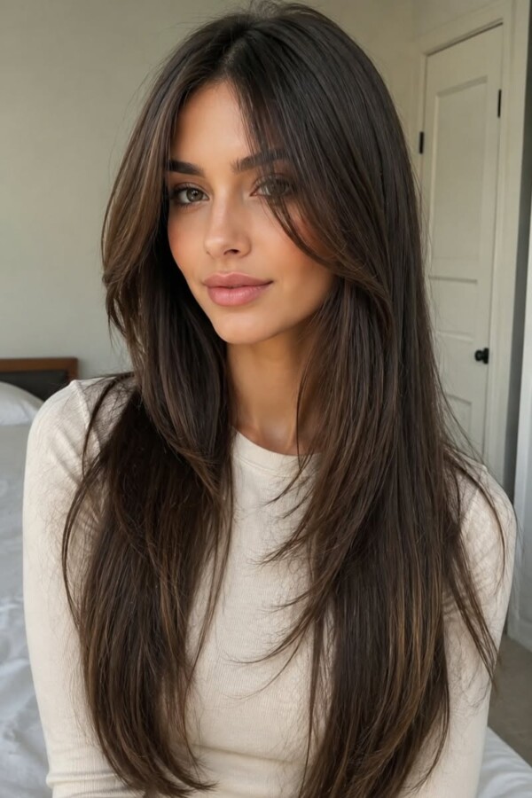 Cheveux longs effilés tendance