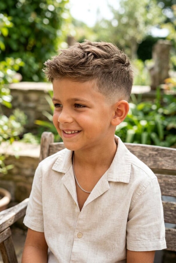 Coiffure garçon cheveux bouclés