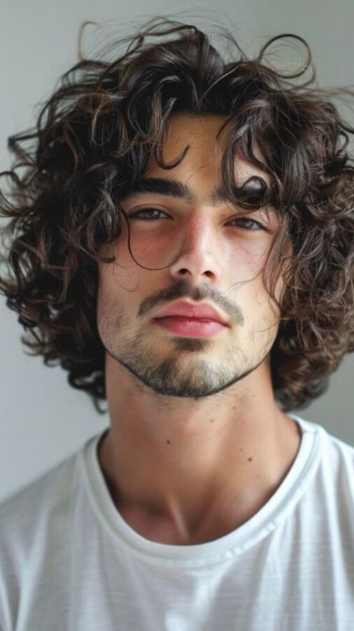 Coiffure homme bouclés mi-long