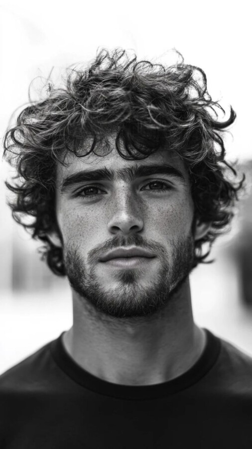 Style cheveux bouclés homme