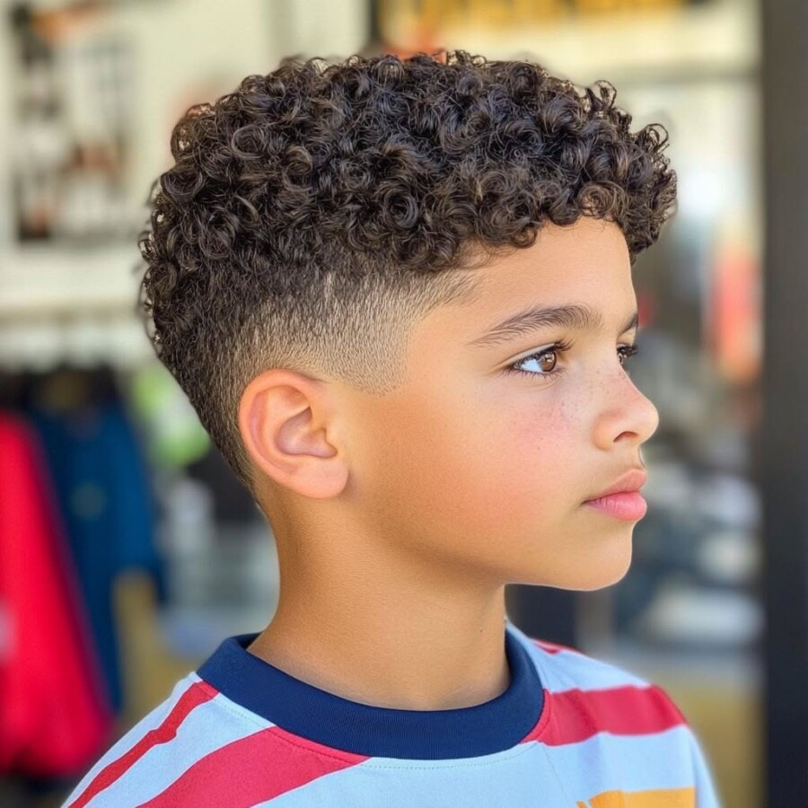 Coupe garçon cheveux bouclés