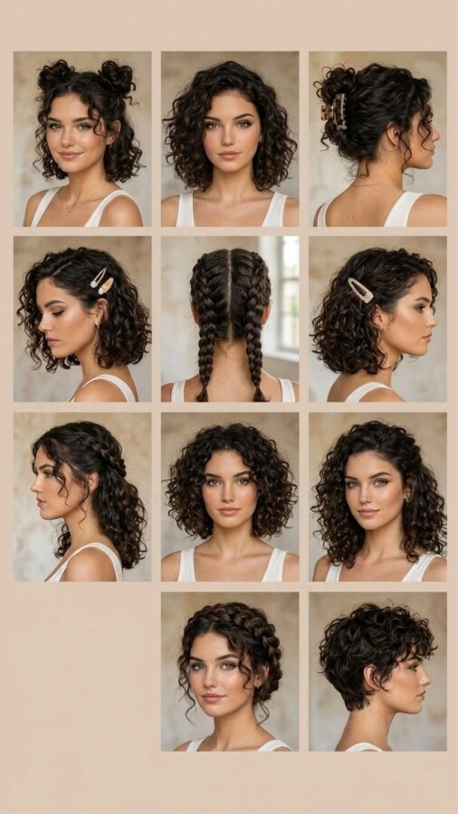 Coupe moderne cheveux bouclés courts